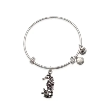 Urban Leaves Seahorse Bangle, vintage silver