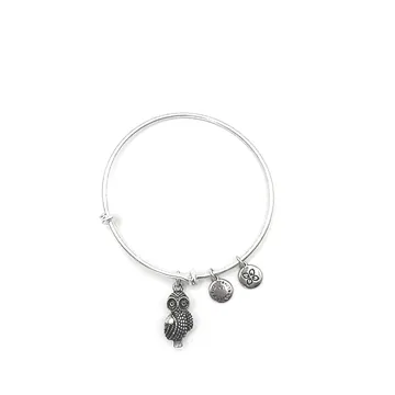 Urban Leaves Owl Bangle, vintage silver