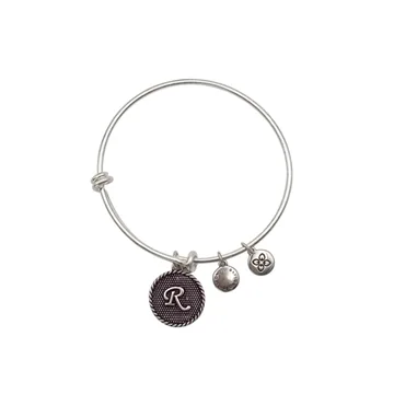 Urban Leaves Initial R Bangle, silver tone