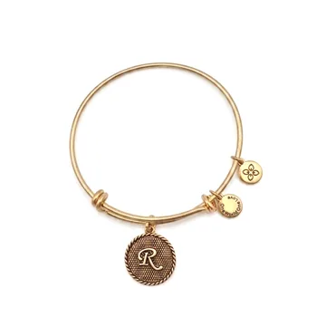Urban Leaves Initial R Bangle, vintage gold