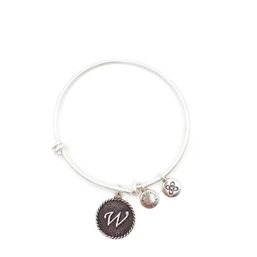 Urban Leaves Initial W Bangle, vintage silver