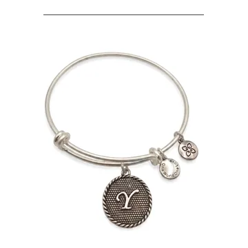 Urban Leaves Initial Y Bangle, silver tone