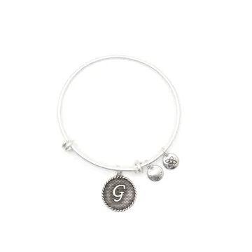 Urban Leaves Initial G Bangle, silver tone