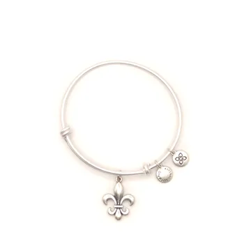 Urban Leaves Fleur-de-Lis Bangle, silver tone