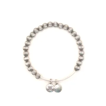Urban Leaves Bohemian Beads Bangle, silver tone
