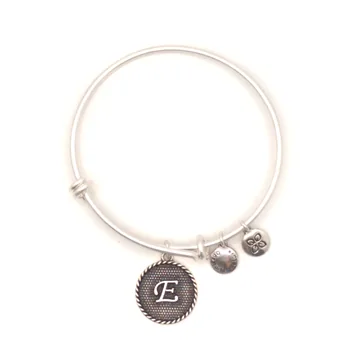 Urban Leaves Initial E Bangle, vintage silver