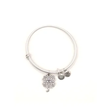 Urban Leaves Magic Flower Bangle, vintage silver