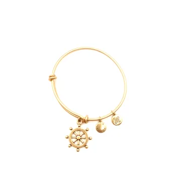 Urban Leaves Steering Wheel Bangle, vintage gold