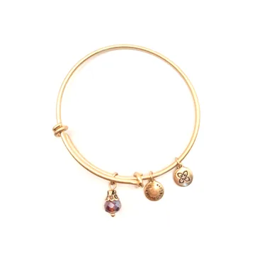 Urban Leaves Pink Drop Bangle, vintage gold