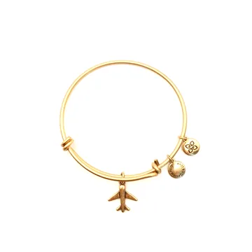Urban Leaves Aeroplane Bangle, vintage gold