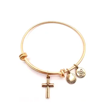Urban Leaves Cross Bangle, gold tone
