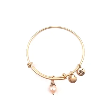 Urban Leaves Bright Pearl Bangle, gold tone