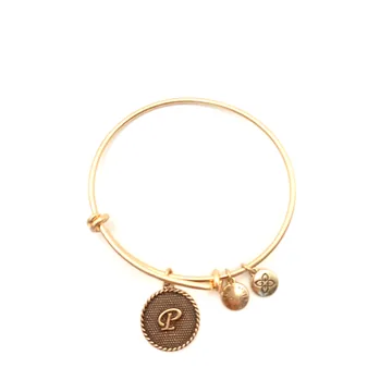 Urban Leaves Initial P Bangle, vintage gold